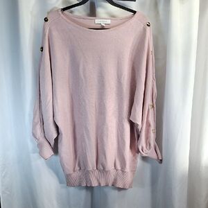 Madison Blush Pink Sweater with Gold Button Accents
